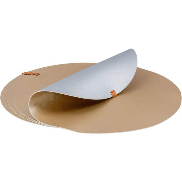 Levandeo® Platzset, 4er Set Platzset Tischsets 38cm Rund Silber Gold Tischmatte