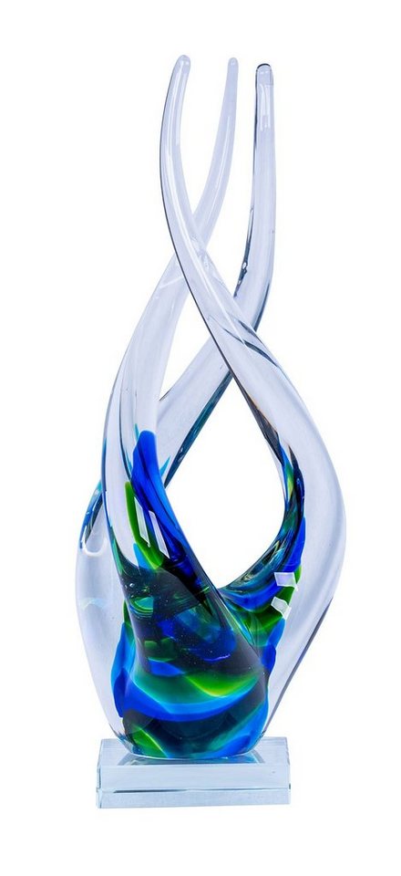 Levandeo® Skulptur, Designer Skulptur H32cm Glasskulptur Blau Grün Glasfigur Deko Glas – Bild 2 von 3