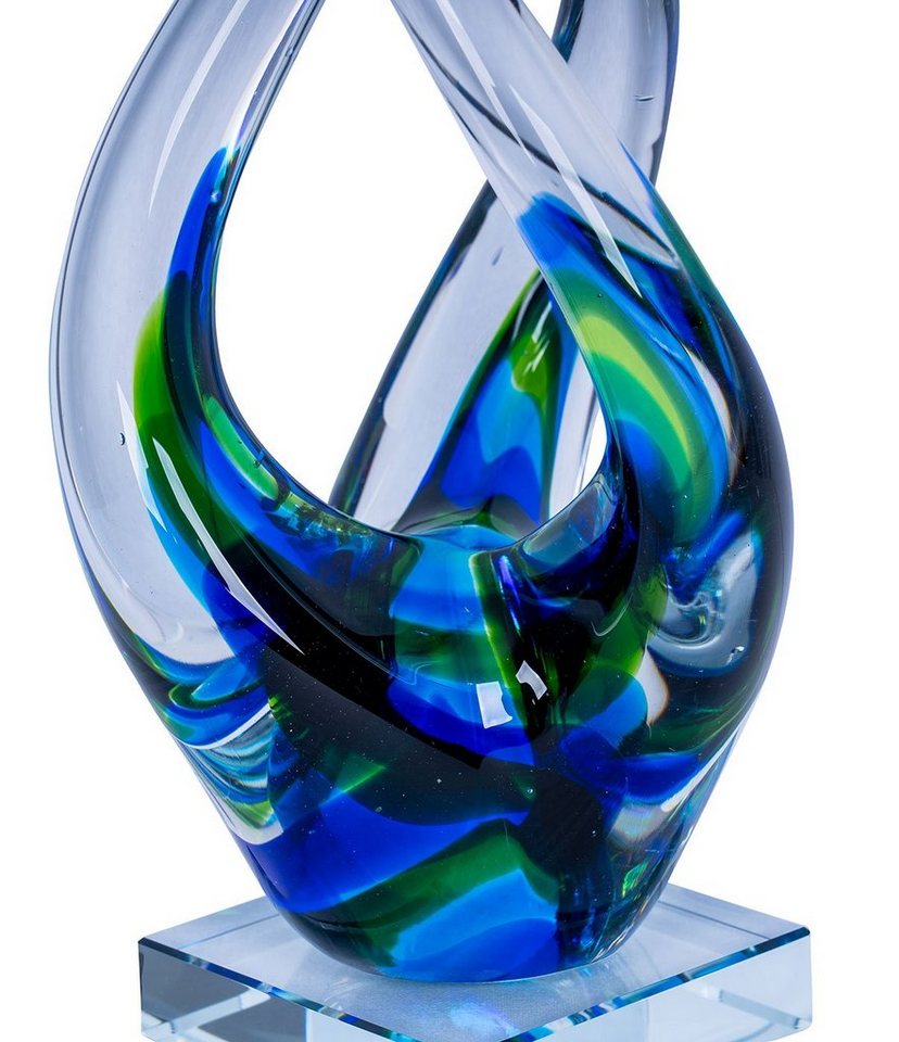 Levandeo® Skulptur, Designer Skulptur H32cm Glasskulptur Blau Grün Glasfigur Deko Glas – Bild 3 von 3
