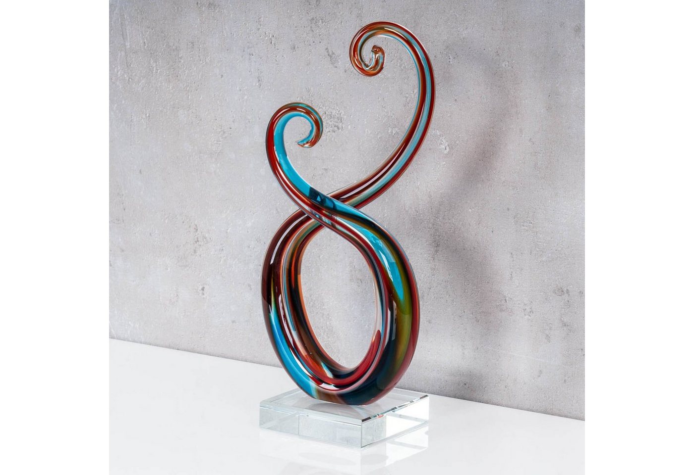 Levandeo® Skulptur, Skulptur H28cm Glas Glasdeko Blau Rot Deko Design Figur Unikat – Bild 4 von 5