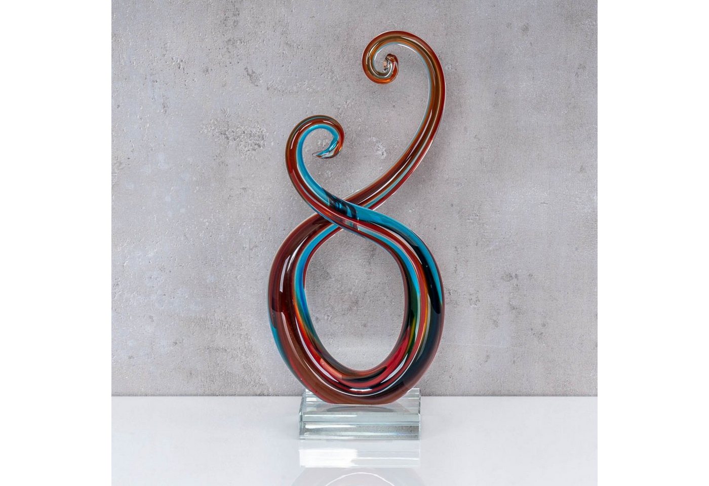 Levandeo® Skulptur, Skulptur H28cm Glas Glasdeko Blau Rot Deko Design Figur Unikat – Bild 5 von 5
