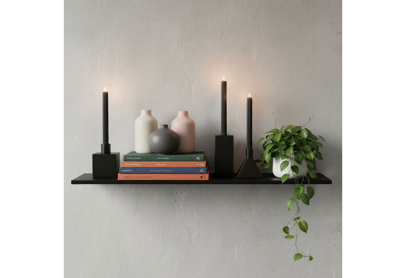 Levandeo® Tafelkerze, Kerzen 4er Set Stabkerzen Schwarz 25cm Tafelkerzen Rillen Design – Bild 5 von 5