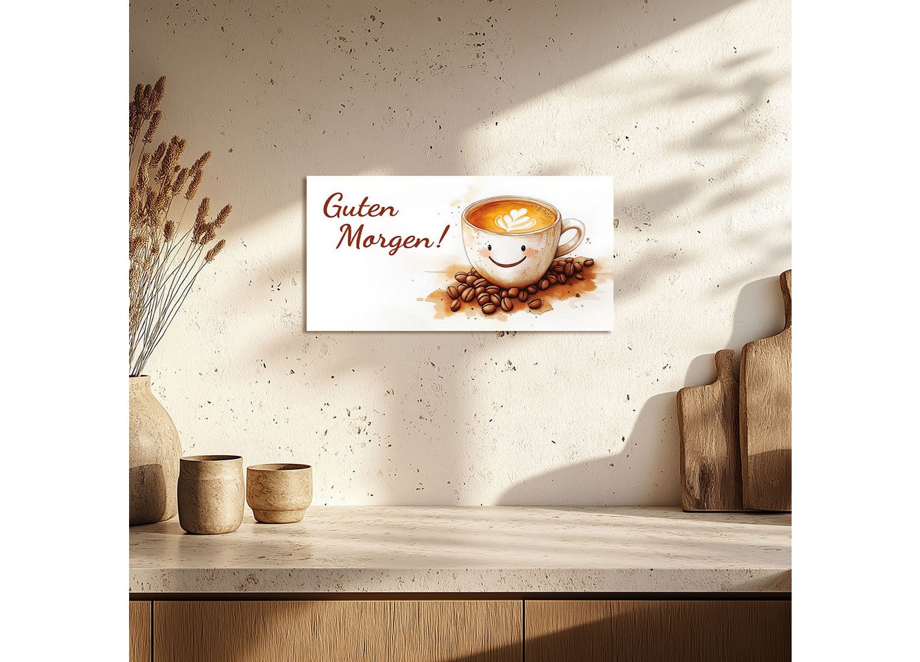 Levandeo® Wandbild, Wandbild 40x20cm Guten Morgen Kaffee Spruch Wandschild Küche – Bild 3 von 4