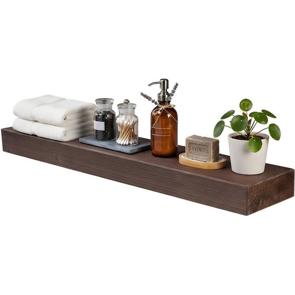 Levandeo® Wandregal, levandeo Wandregal Holz Massiv 100x20cm Nussbaum Farbig Wandboard