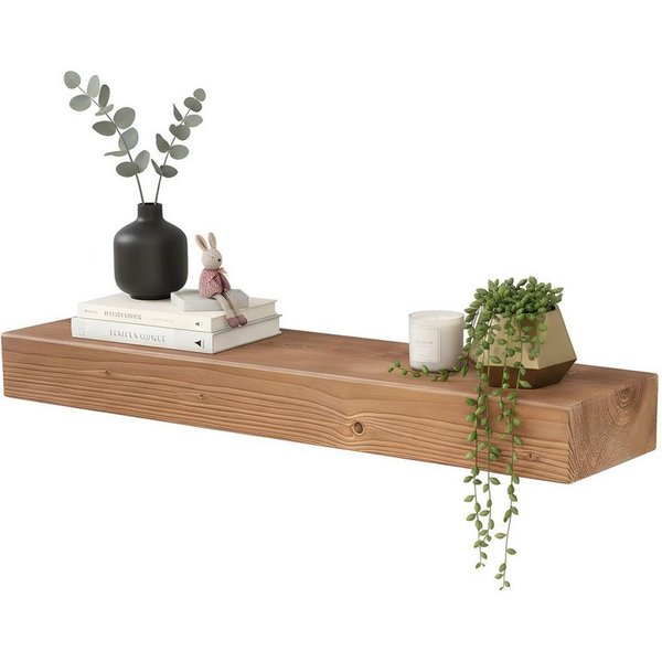 Levandeo® Wandregal, levandeo Wandregal Holz Massiv 80x20cm Eiche Farbig Wandboard Regal