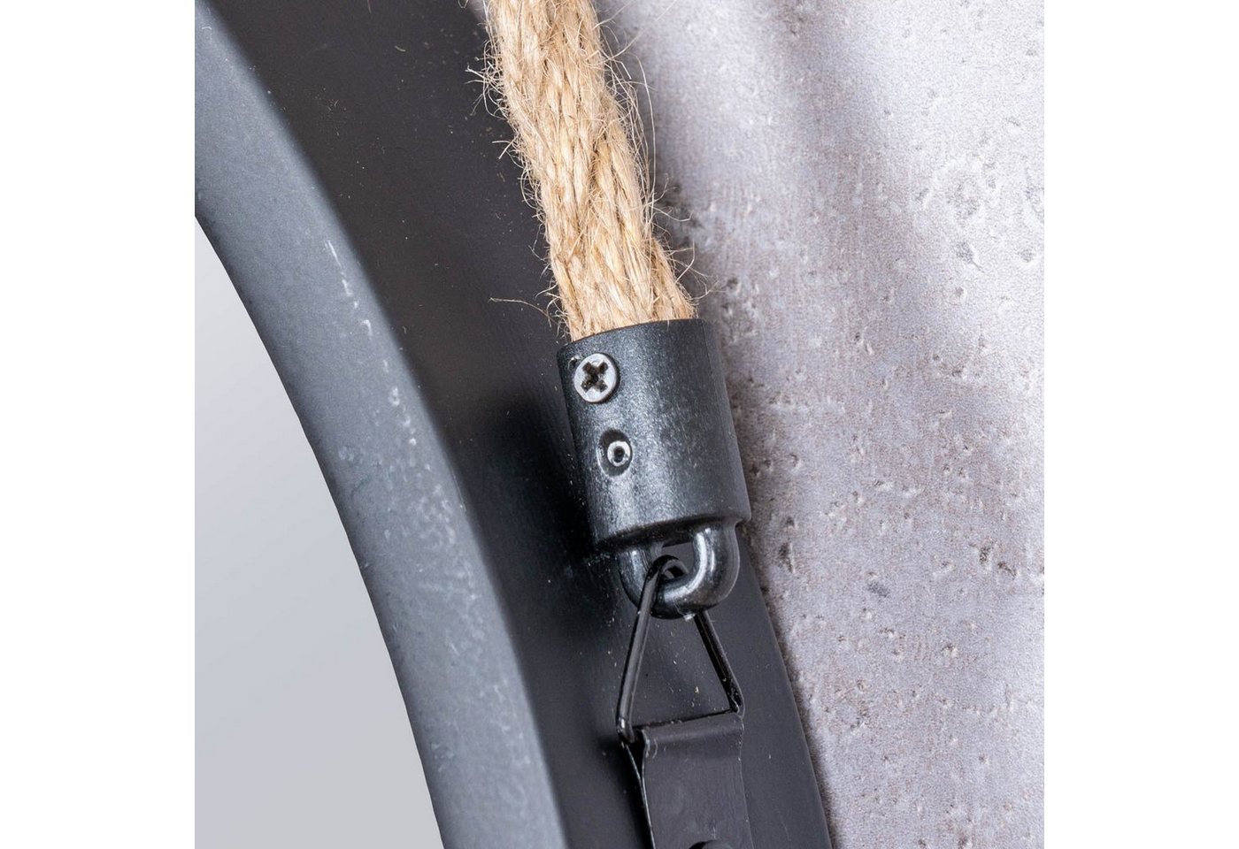Levandeo® Wandspiegel, Spiegel 30cm Rund Schwarz Metall Jute Wandspiegel Flurspiegel – Bild 4 von 5