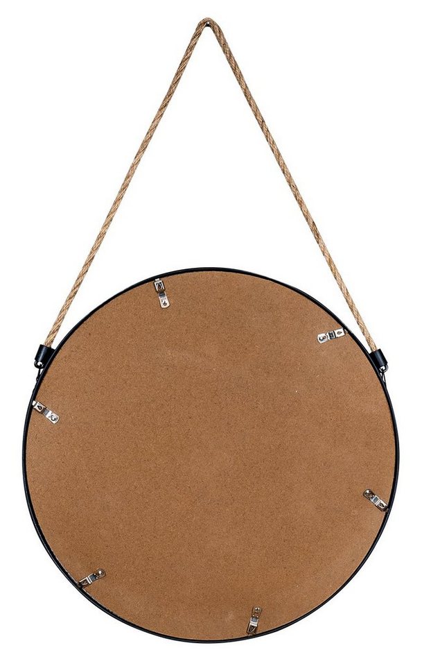 Levandeo® Wandspiegel, Spiegel 30cm Rund Schwarz Metall Jute Wandspiegel Flurspiegel – Bild 5 von 5