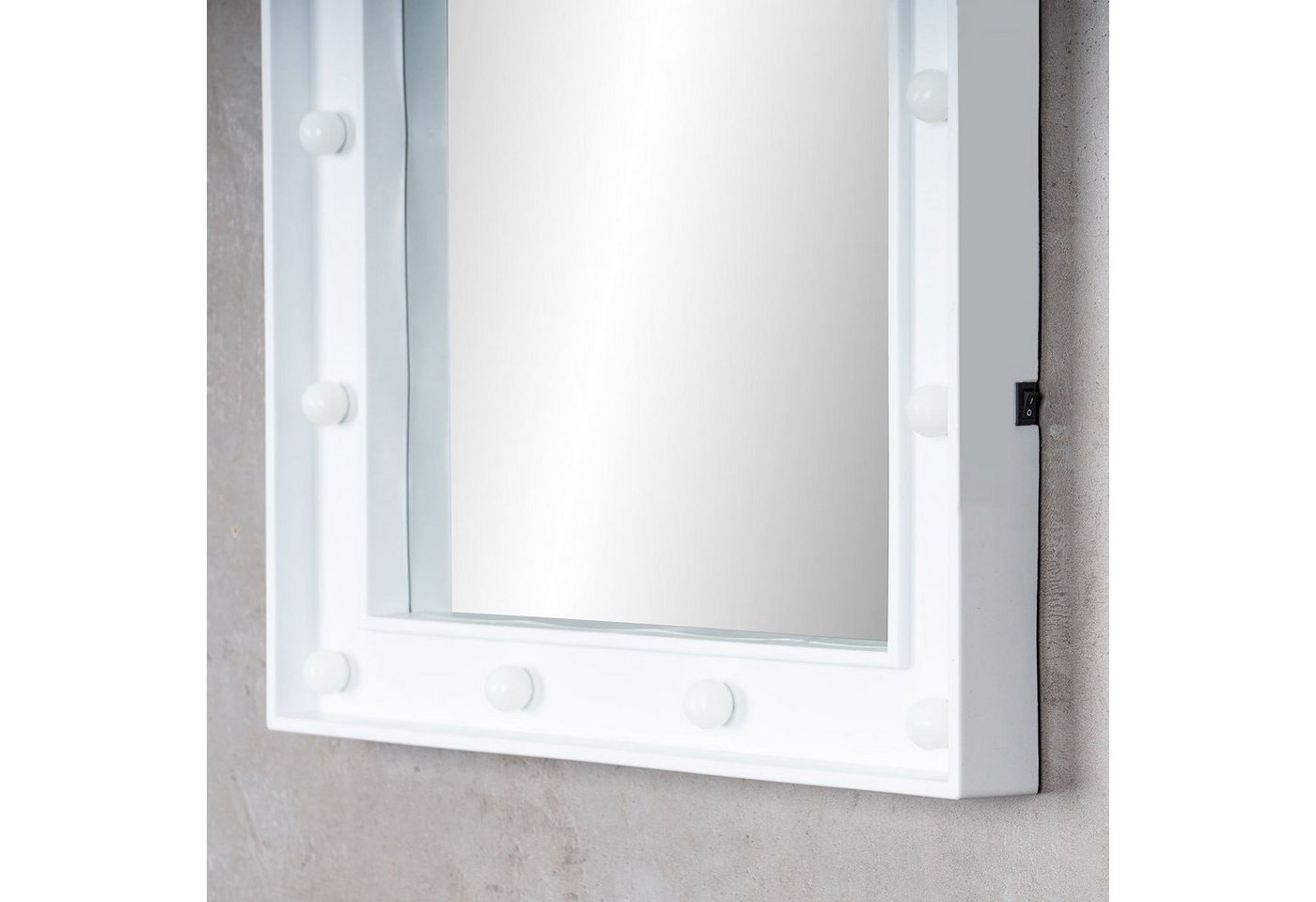 Levandeo® Wandspiegel, Wandspiegel LED Spiegel Weiß 39x49cm Wanddeko Schminkspiegel Mit – Bild 4 von 5