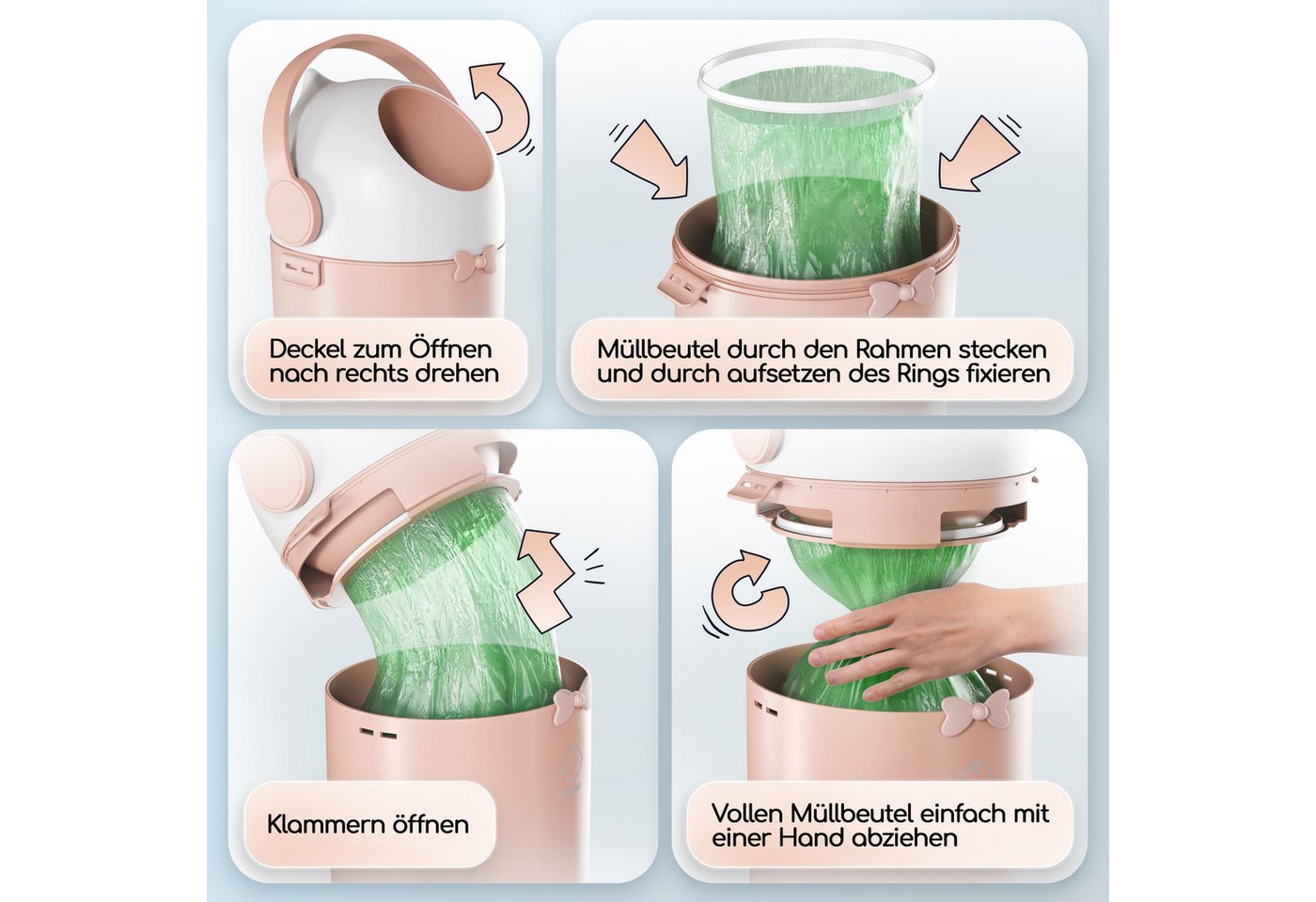 Levias Windeleimer Baby Mülleimer Windelmülleimer Geruchsdichter Wickeleimer, Geruchsdicht, ohne teure Nachfüllkassetten – Bild 5 von 5