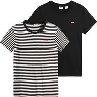 LEVIS Levi's Damen T-Shirt, 2er Pack - Perfect Tee, Rundhals, Baumwolle, Größe S in Schwarz