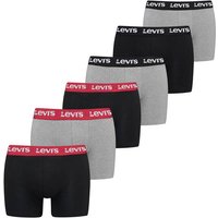 LEVIS Levi's Herren Boxer-Shorts, 6er Pack - Logo Boxer Brief 6P, Cotton Stretch, ECOM, Größe M in Schwarz