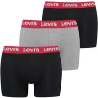 LEVIS Levi's Herren Boxershorts, 3er Pack - Repeat Logo Boxer Brief 3P, Logobund, Baumwoll-Stretch, einfarbig, Größe L in Bunt