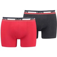 LEVIS Levi's Herren Boxershorts, 2er Pack - Sportswear Boxer Brief, Logobund, Größe XL in Rot