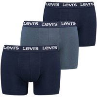 LEVIS Levi's Herren Boxershorts, 3er Pack - Repeat Logo Boxer Brief 3P, Logobund, Baumwoll-Stretch, einfarbig, Größe L in Blau