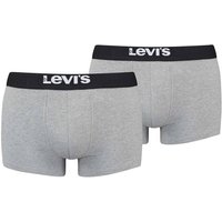 LEVIS Levi's Herren Boxershorts, 2er Pack - Solid Basic Trunk, Logobund, Größe M in Grau