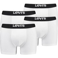 LEVIS Levi's Herren Boxershorts, 4er Pack - Solid Basic Boxer Brief, Logobund, Größe S in Weiß