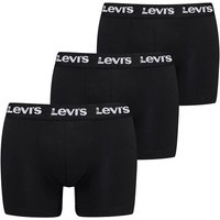 LEVIS Levi's Herren Boxershorts, 3er Pack - Repeat Logo Boxer Brief 3P, Logobund, Baumwoll-Stretch, einfarbig, Größe 2XL in Schwarz
