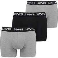 LEVIS Levi's Herren Boxershorts, 3er Pack - Repeat Logo Boxer Brief 3P, Logobund, Baumwoll-Stretch, einfarbig, Größe M in Schwarz