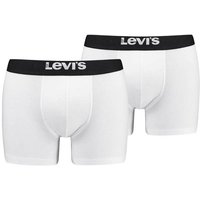 LEVIS Levi's Herren Boxershorts, 2er Pack - Solid Basic Boxer Brief, Logobund, Größe S in Weiß