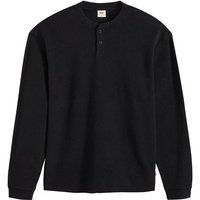 LEVIS Levi's Herren Langarmshirt - LS Relax Button Henley, Knopfleiste, Baumwolle, Größe 2XL in Schwarz