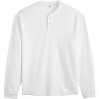 LEVIS Levi's Herren Langarmshirt - LS Relax Button Henley, Knopfleiste, Baumwolle, Größe XL in Weiß