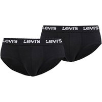 LEVIS Levi's Herren Slips, 2er Pack - Repeat Logo Brief 2P, Logobund, Cotton Stretch, einfarbig, Größe XL in Schwarz