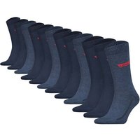LEVIS Levi's Herren Socken 12er Pack - Regular Cut Batwing, ECOM, Logo, einfarbig, Größe 39-42 in Blau