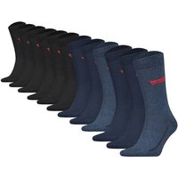 LEVIS Levi's Herren Socken 12er Pack - Regular Cut Batwing, ECOM, Logo, einfarbig, Größe 39-42 in Blau