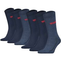 LEVIS Levi's Herren Socken 6er Pack - Regular Cut Batwing, ECOM, Logo, einfarbig, Größe 43-46 in Blau