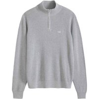 LEVIS Levi's Herren Strickpullover - Housemark Quarter Zip Sweater, Grobstrick, Troyer-Kragen, Baumwolle, Größe 2XL in Grau