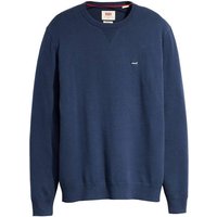 LEVIS Levi's Herren Strickpullover - "Lightweight Housemark Sweater", Rundhals, Baumwoll-Mix, Größe L in Blau