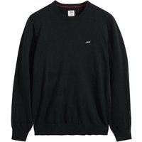 LEVIS Levi's Herren Strickpullover - "Lightweight Housemark Sweater", Rundhals, Baumwoll-Mix, Größe L in Schwarz