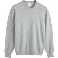 LEVIS Levi's Herren Strickpullover - "Lightweight Housemark Sweater", Rundhals, Baumwoll-Mix, Größe M in Grau