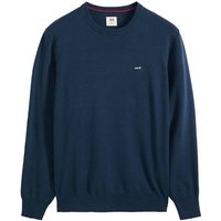 LEVIS Levi's Herren Strickpullover - "Lightweight Housemark Sweater", Rundhals, Baumwoll-Mix, Größe L in Blau