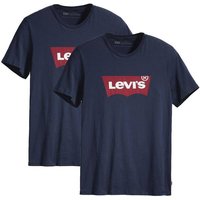 LEVIS Levi's Herren T-Shirt 2er Pack - "Graphic Set-In Neck", Rundhals, Baumwolle, Größe S in Blau