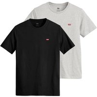 LEVIS Levi's Herren T-Shirt 2er Pack - "Original Housemark Tee", Rundhals, Baumwolle, Größe L in Schwarz