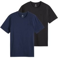 LEVIS Levi's Herren T-Shirt, 2er Pack - Icon Tee, Rundhals, Baumwolle, einfarbig, Größe 2XL in Schwarz