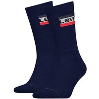 LEVIS Levi's Unisex 2er Pack Sportsocken - Regular Cut SPRTWR, Logo, einfarbig, Größe 39-42 in Blau