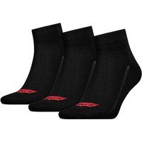 LEVIS Levi's Unisex Quarter-Socken, 3er Pack- Mid Cut Batwing Logo, Cotton 3P, einfarbig, Größe 39-42 in Schwarz