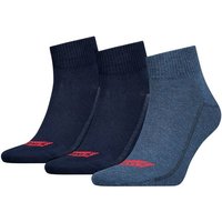 LEVIS Levi's Unisex Quarter-Socken, 3er Pack- Mid Cut Batwing Logo, Cotton 3P, einfarbig, Größe 43-46 in Blau