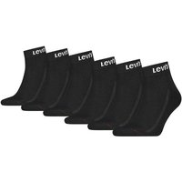 LEVIS Levi's Unisex Quartersocken, 6er Pack - Mid Cut Orange Tab 6P ECOM, Baumwollmischung, Größe 35-38 in Schwarz