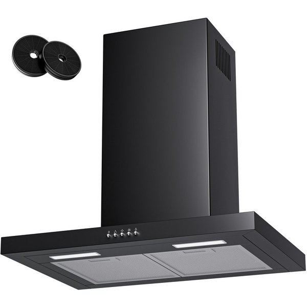 Levivo Wandhaube A++ Dunstabzugshaube 60cm Umluft & Abluft mit 380 m³/h Aktivkohlefiltern, Fettfiltern, LED-Beleuchtung