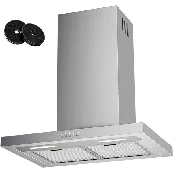 Levivo Wandhaube A++ Dunstabzugshaube 60cm Umluft & Abluft mit 380 m³/h Aktivkohlefiltern, Fettfiltern, LED-Beleuchtung