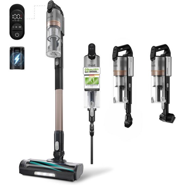 Levoit Akku-Bodenstaubsauger LVAC-300 Plus, 240 W, beutellos, 99,99% HEPA-Filtration, Anti-Tangle, LED-Display, bis zu 60 Minuten