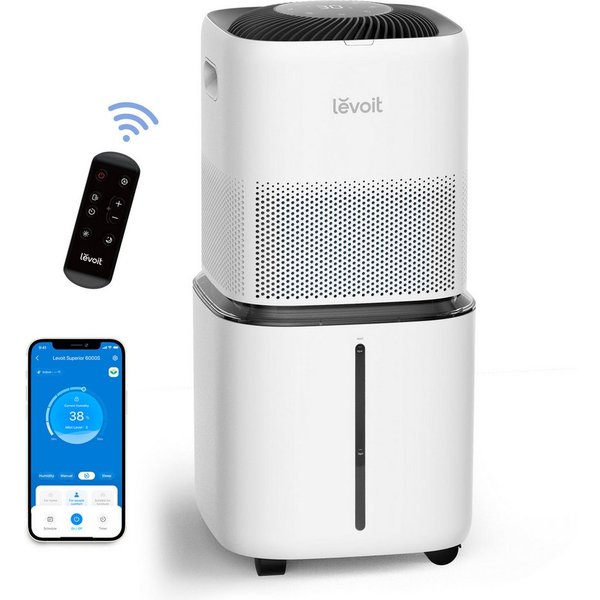 Levoit Luftbefeuchter 3 Geschwindigkeiten, Timerfunktion, Trocken-, Schlaf- & Auto-Modus, 22,70 l Wassertank, Check Filter & Kein Wasser Anzeige, Display Off & 