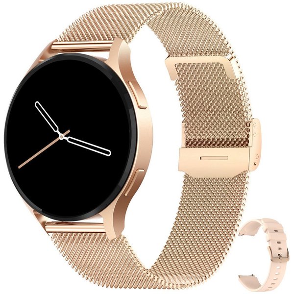 Levowatch EDGY Damen Smartwatch, AMOLED Always-On, KI Steuerung, Fitness Tracker Smartwatch (3,8 cm/1,43 Zoll, Android und iOS) inkl. Wechselarmband, 3 Armbände