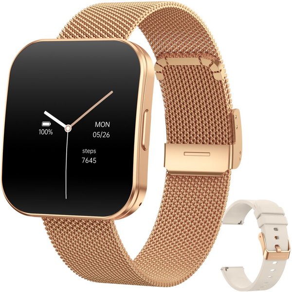 Levowatch TINY Damen Smartwatch, Sprachassistent, AMOLED Always-On Display Smartwatch (4.7 cm/1.8 Zoll, Android und iOS) Fitness Tracker Uhr, 3 Armbänder, Menst