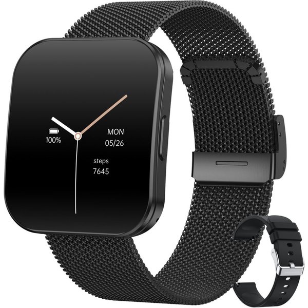 Levowatch TINY Herren Smartwatch, 8mm flach, Sprachassistent, AMOLED Always-On Smartwatch (4,7 cm/1.8 Zoll, Android und iOS) Fitness Tracker Uhr, 3 Armbänder, B