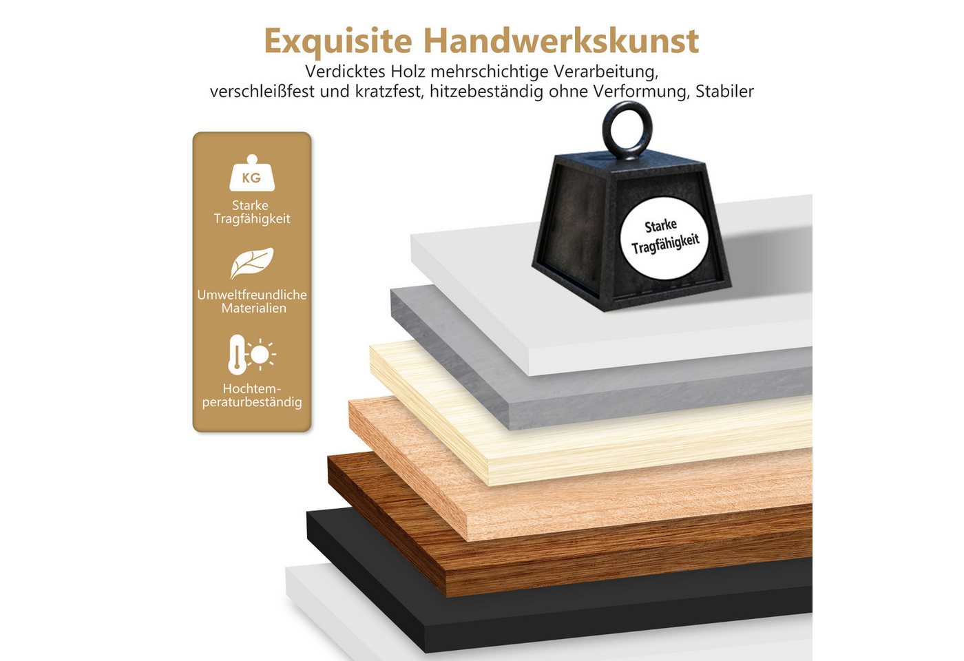 Lexzurn Couchtisch Couchtisch, Kaffeetisch, Sofatisch mit Schubladen (106 x 58 x 39,5 cm), und offenen Ablagefächern, Wohnzimmertisch, Weiß+Naturholz – Bild 2 von 5
