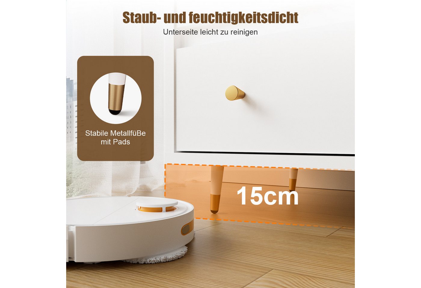 Lexzurn Kommode mit 3/5/6/8 Schubladen, Flur Kommode, Schubladenschrank (Moderne, schlichte Kommode, geeignet für Schlafzimmer, Wohnzimmer, Flur und Arbeitszimm – Bild 3 von 5